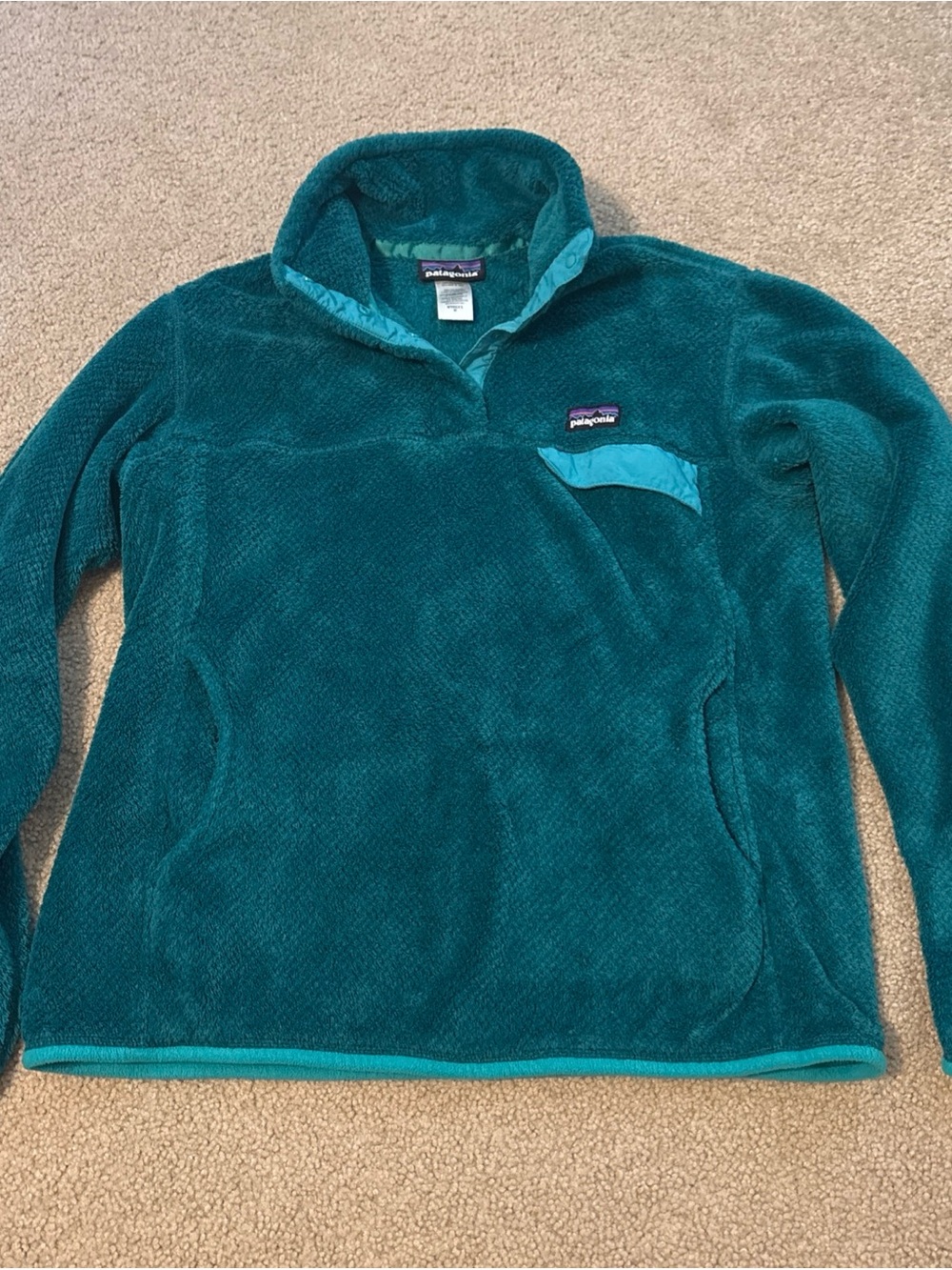 Patagonia Synchilla Teal & Aqua Fleece Pullover Size M